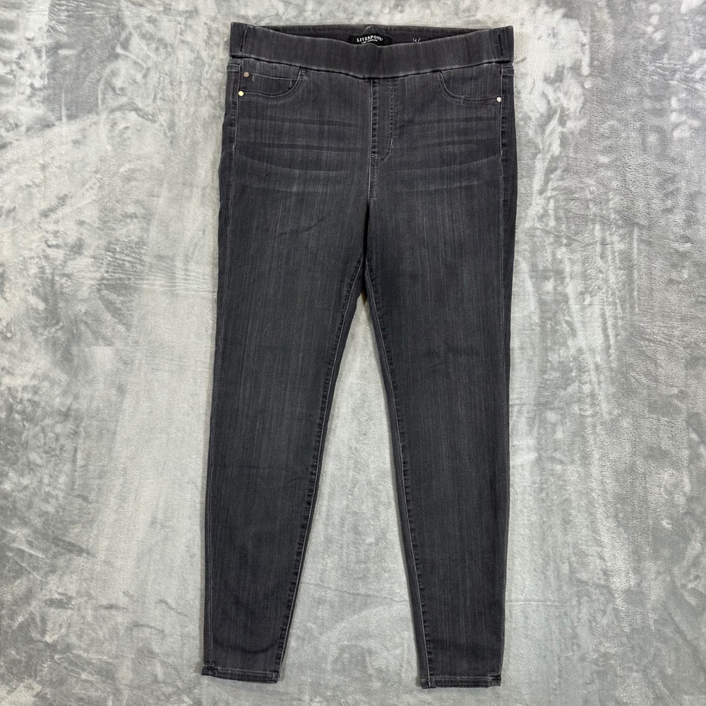 Liverpool The Skinny Pull On Jeans Womens Size 14/32 Gray‎ High Rise